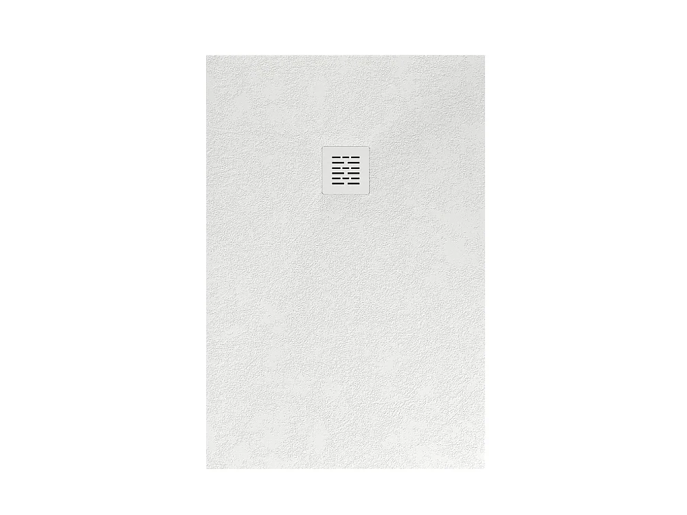 Receveur de douche 100x70 cm extra plat en résine minérale SIERRA blanc Grille blanche