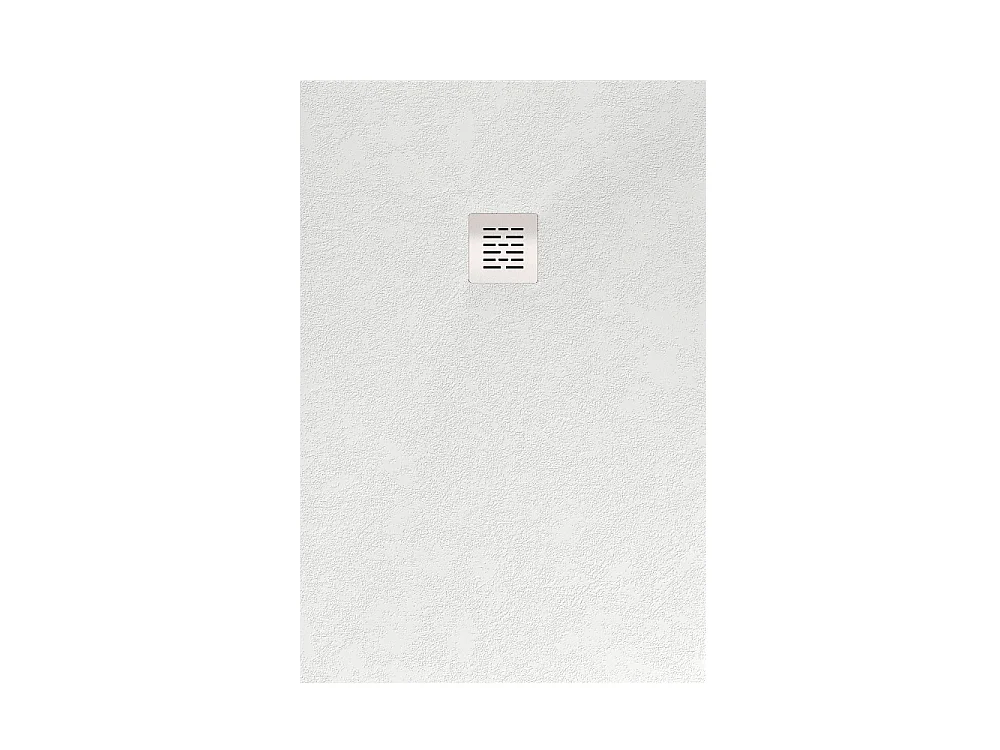 Receveur de douche 70x80 cm extra plat en résine minérale SIERRA blanc Grille inox