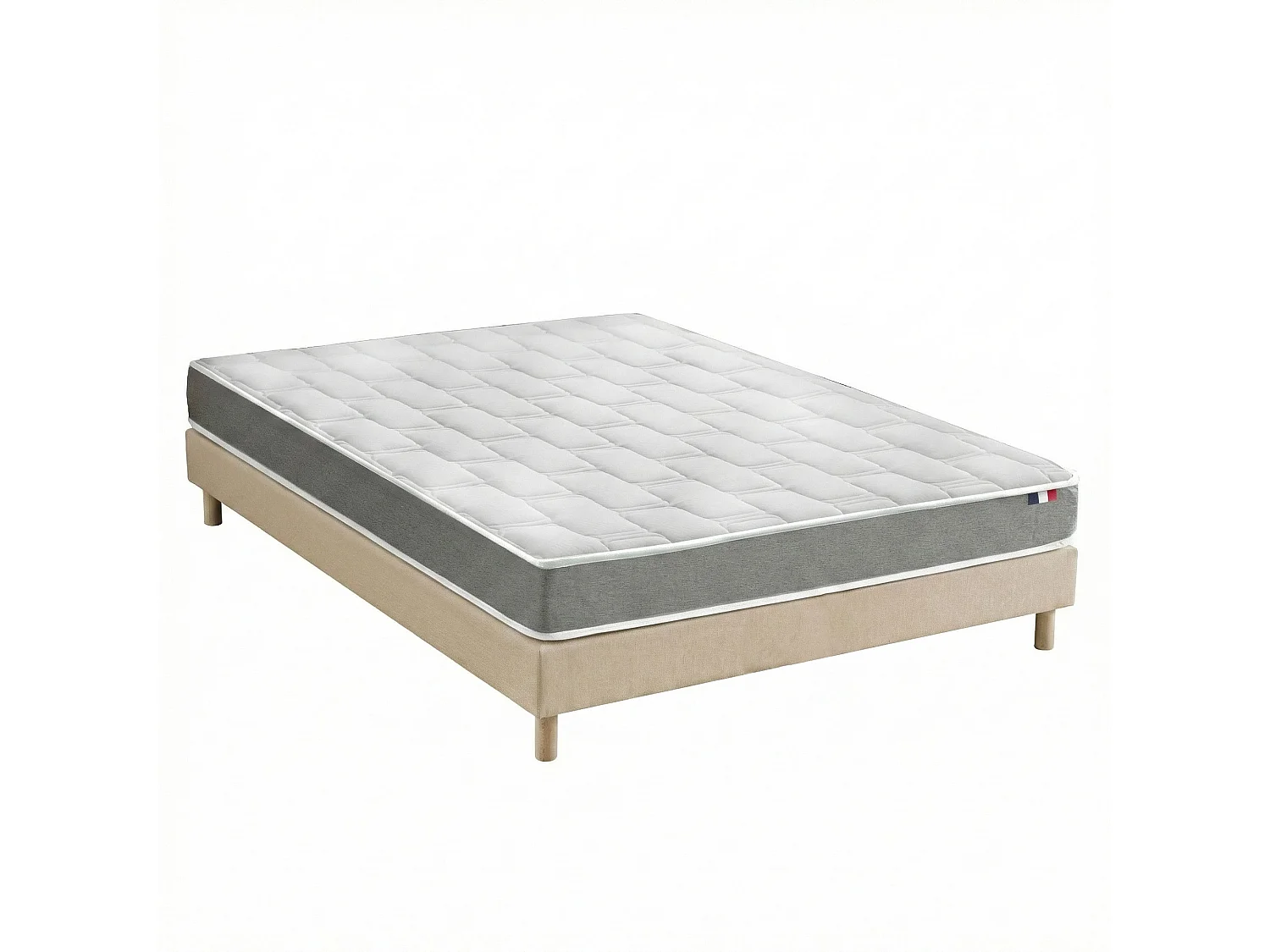 Ensemble matelas mousse accueil memoire de forme, H16 cm, sommier en kit beige Dimensions - 180 x 200 cm