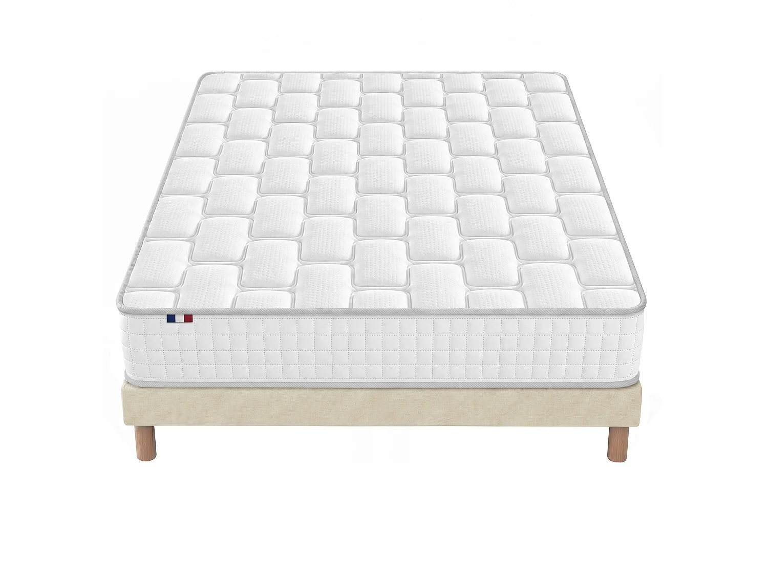 Ensemble matelas ressorts mémoire de forme H24 sommier kit beige 180 x 200