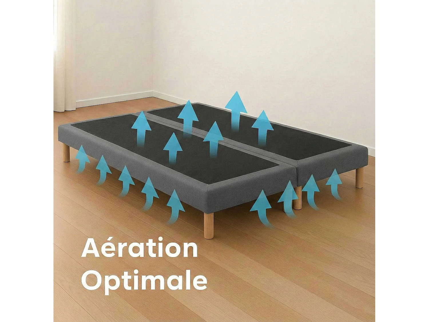 Sommier tapissier à lattes fixes, couchage ferme, soutien optimal - 180 x 200 cm, Sommier -  Gris Foncé