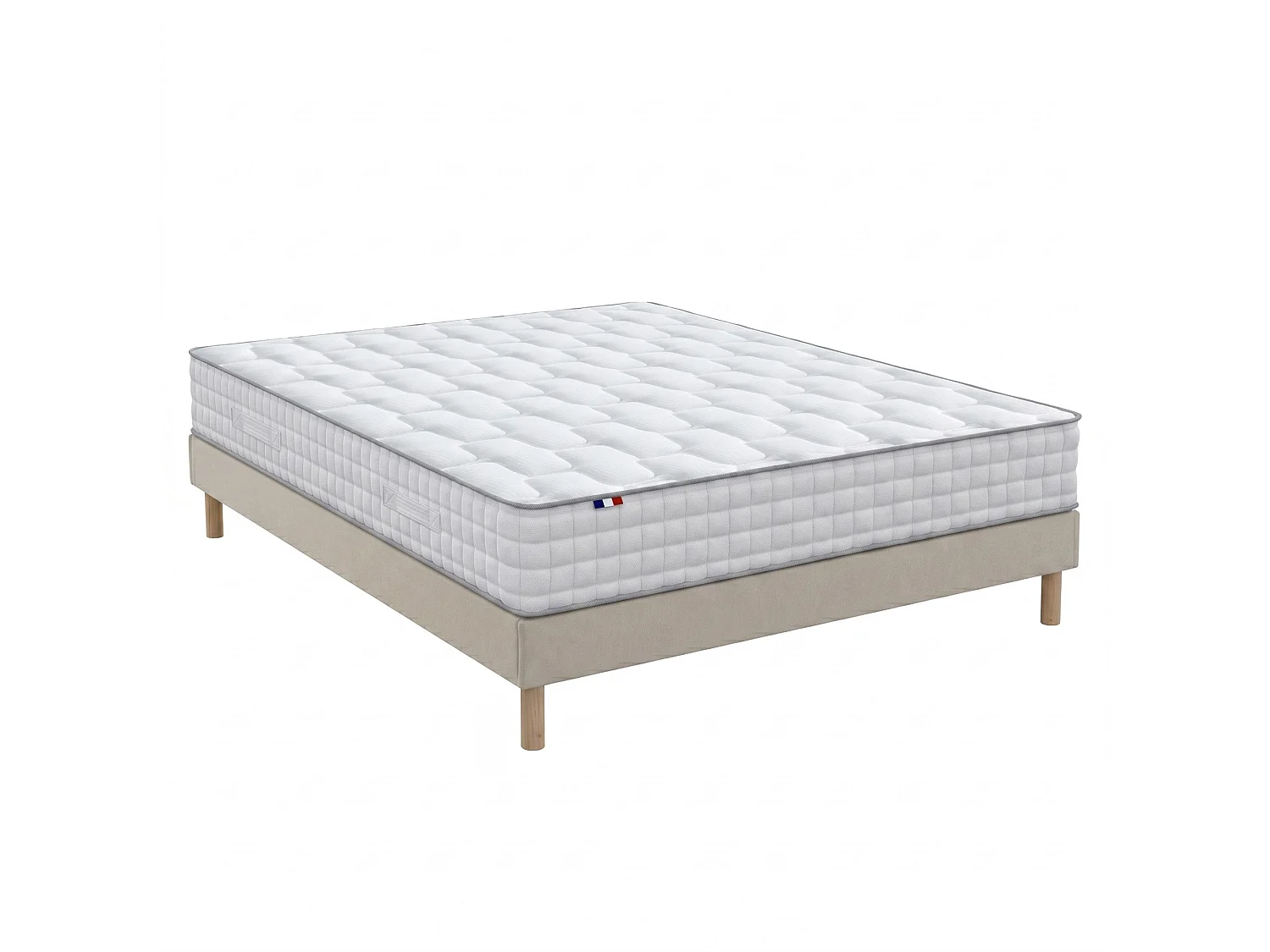 Ensemble matelas ressorts, mémoire de forme, H24 cm, sommier kit beige Dimensions - 140 x 190 cm