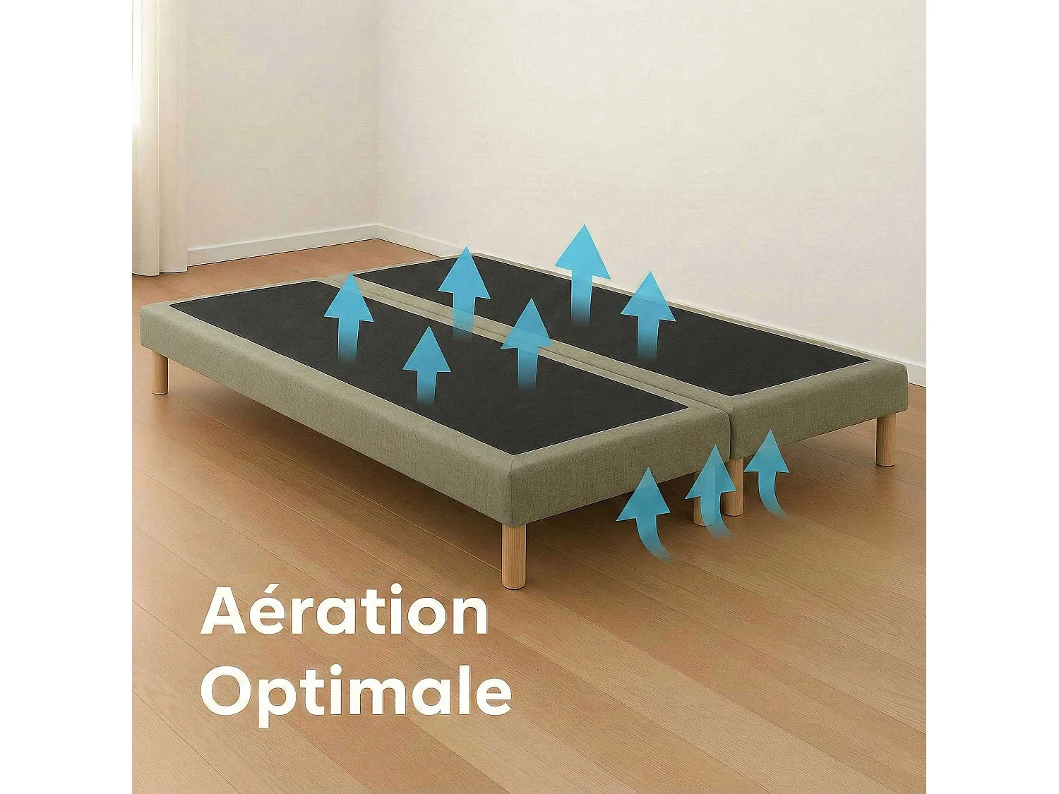 Sommier tapissier à lattes fixes, couchage ferme, soutien optimal - 180 x 200 cm, Sommier - Vert