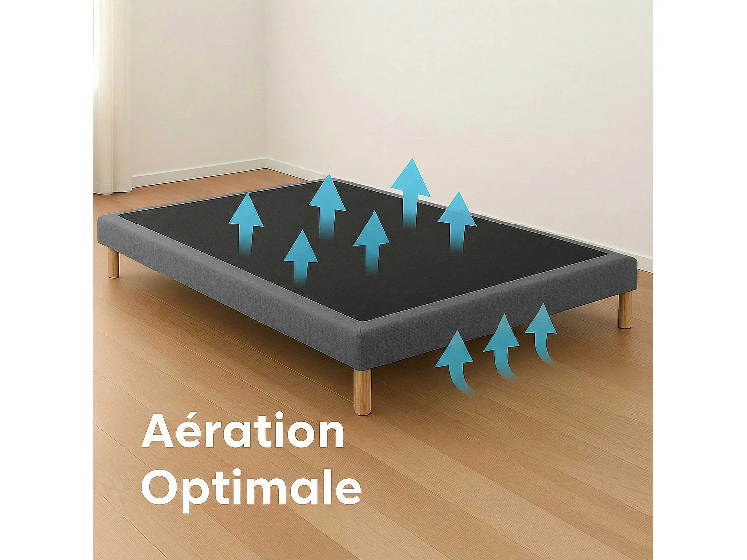 Sommier tapissier à lattes fixes, couchage ferme, soutien optimal - 140 x 180 cm, Sommier -  Gris Foncé