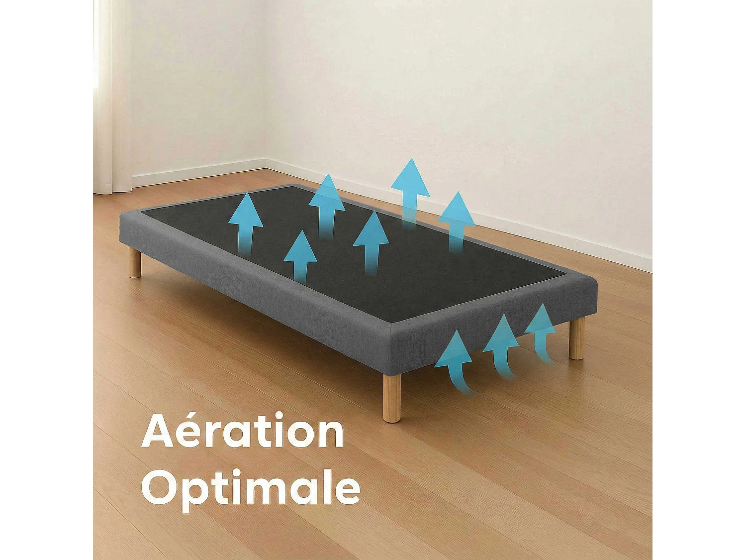 Sommier tapissier à lattes fixes, couchage ferme, soutien optimal - 900 x 200 cm, Sommier -  Gris Foncé
