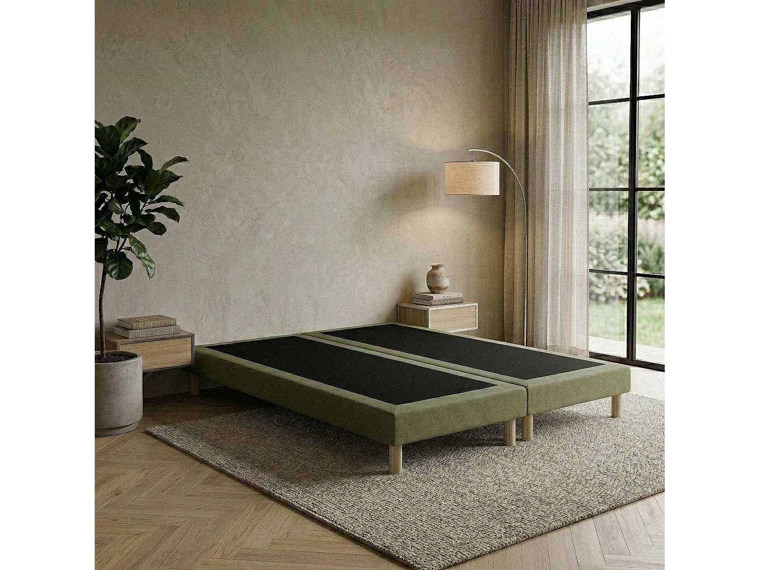 Sommier tapissier à lattes fixes, couchage ferme, soutien optimal - 160 x 200 cm, Sommier - Vert