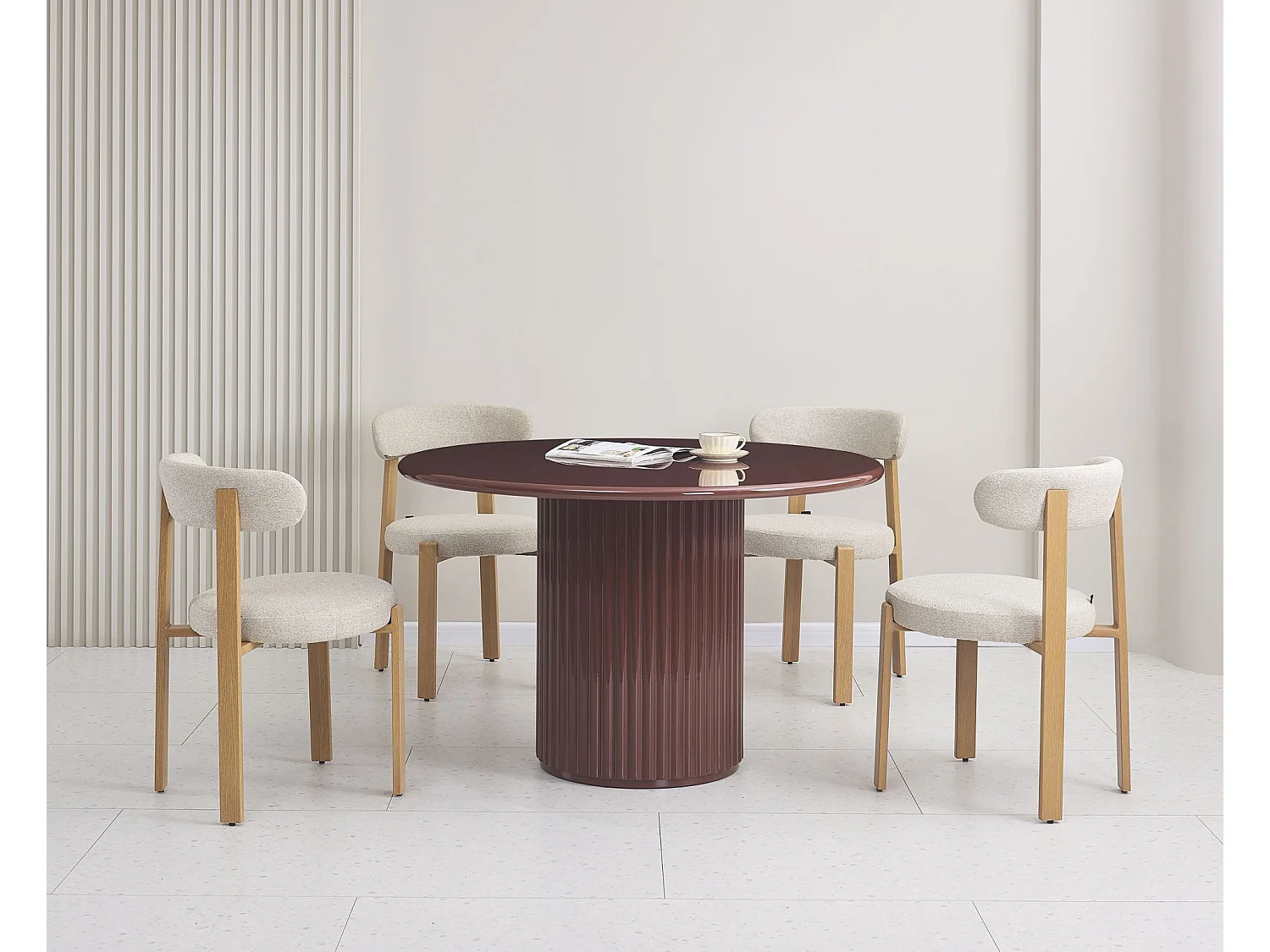 Esszimmerstuhl mit Bouclé-Bezug – Beige – AFINATTE