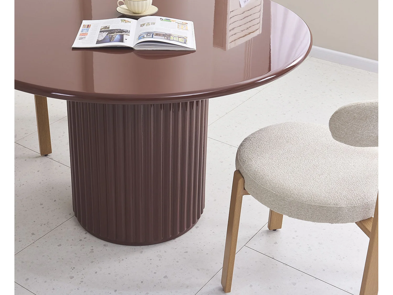 Esszimmerstuhl mit Bouclé-Bezug – Beige – AFINATTE