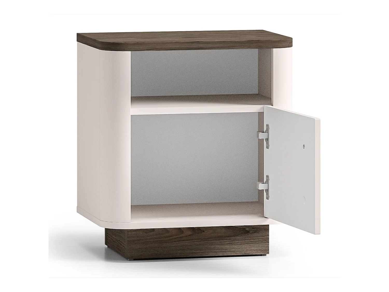 Table de chevet 1 porte – niche ouverte – Gris cachemire/aspect Chêne – 50 cm – VILAVIO