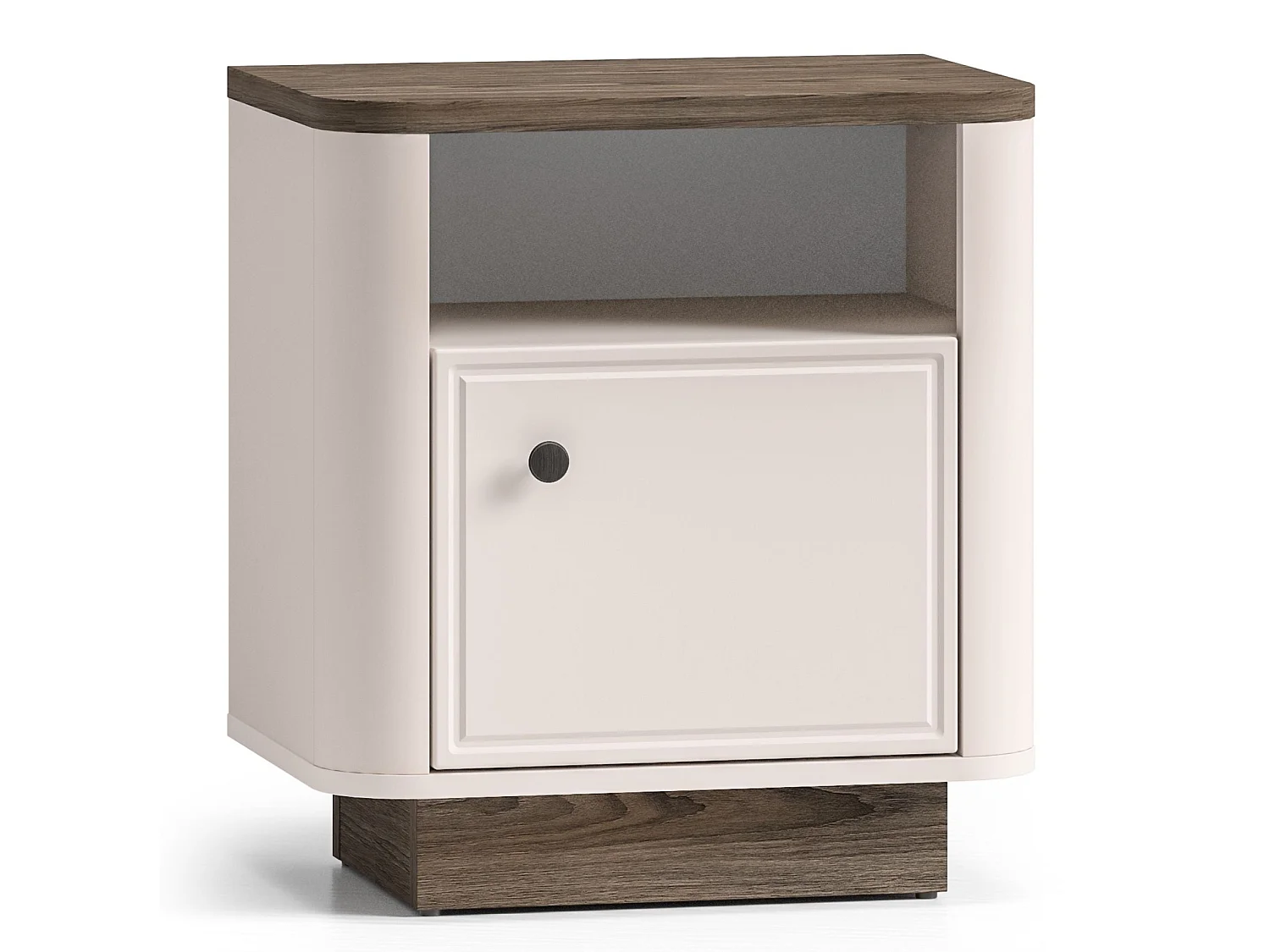 Table de chevet 1 porte – niche ouverte – Gris cachemire/aspect Chêne – 50 cm – VILAVIO
