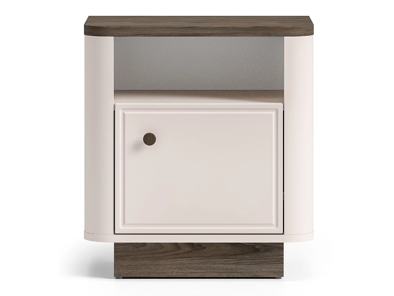 Table de chevet 1 porte – niche ouverte – Gris cachemire/aspect Chêne – 50 cm – VILAVIO