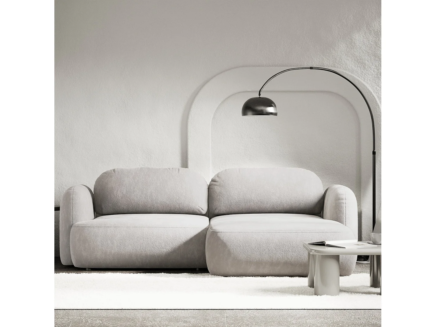 Canapé d'angle convertible – Angle à droite – chenille gris-beige – TVOYA