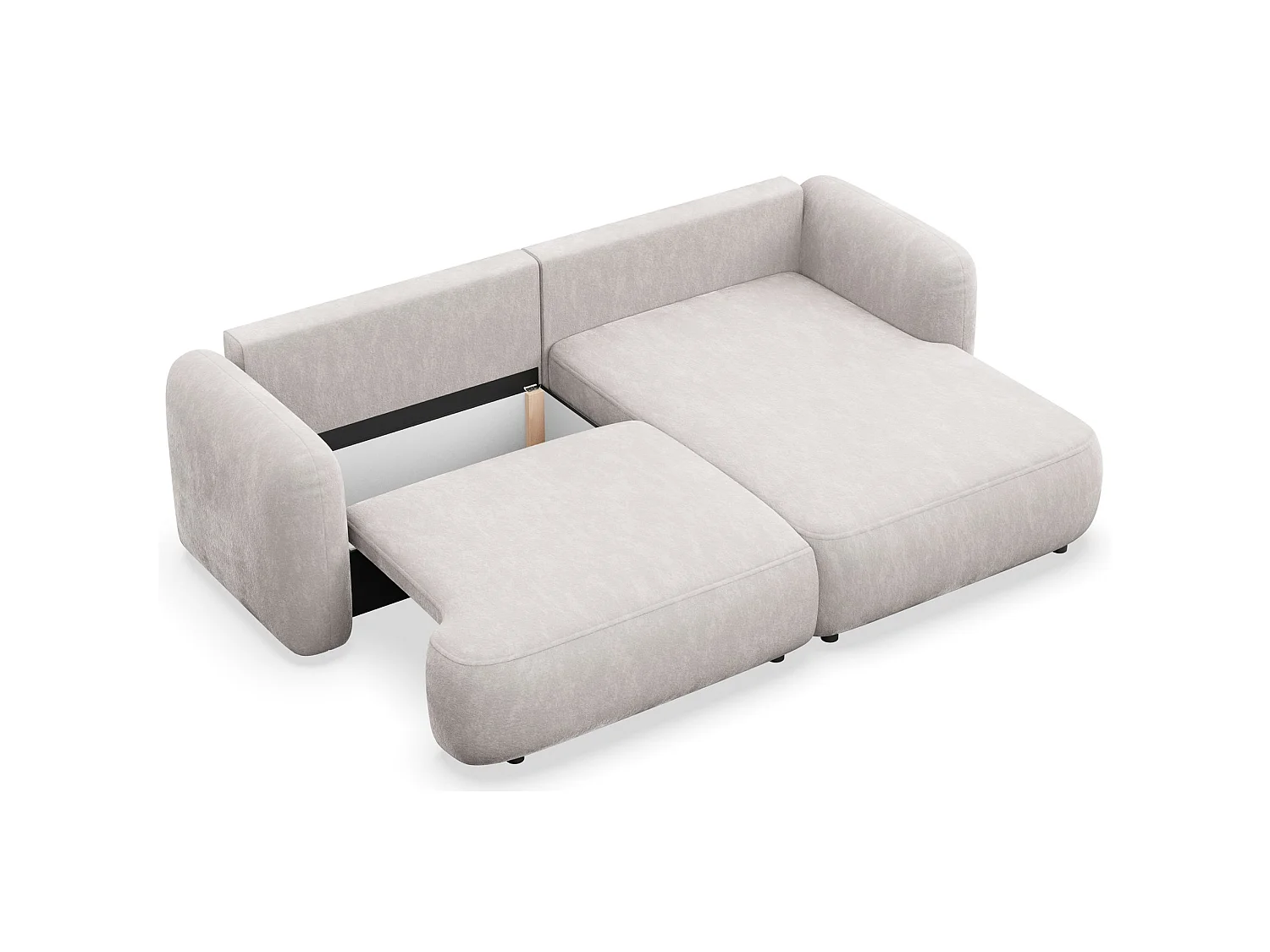 Canapé d'angle convertible – Angle à droite – chenille gris-beige – TVOYA