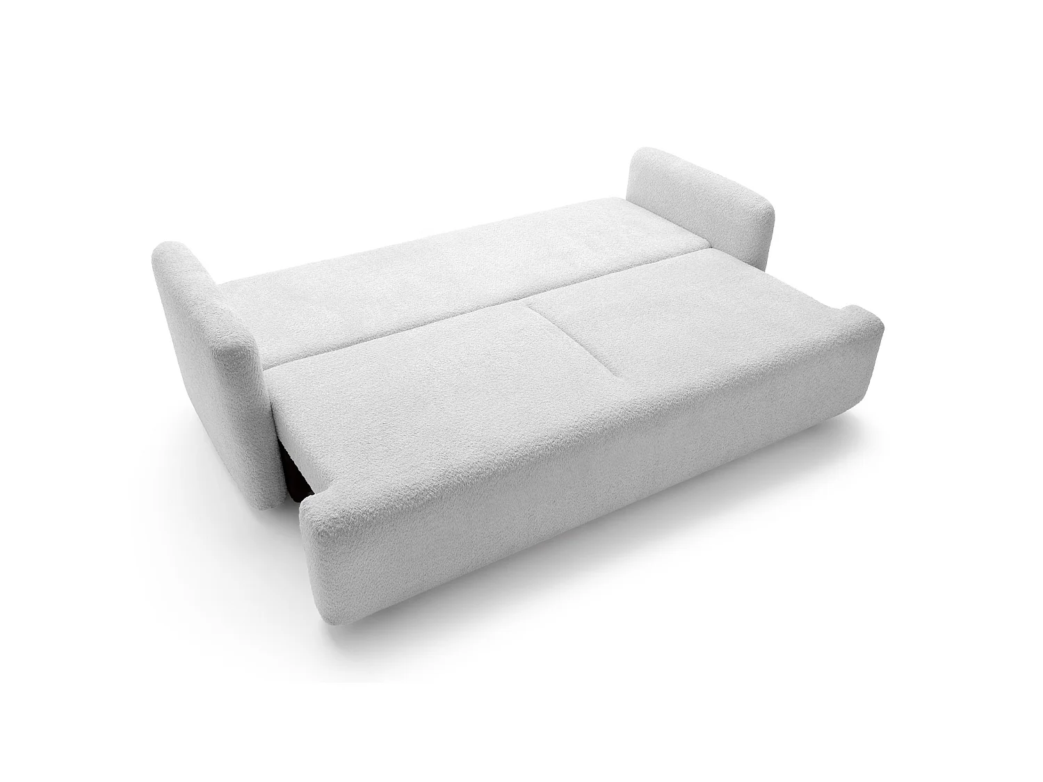 Canapé 3 places convertible avec coffre – Bouclé – Gris clair – LAMBINA