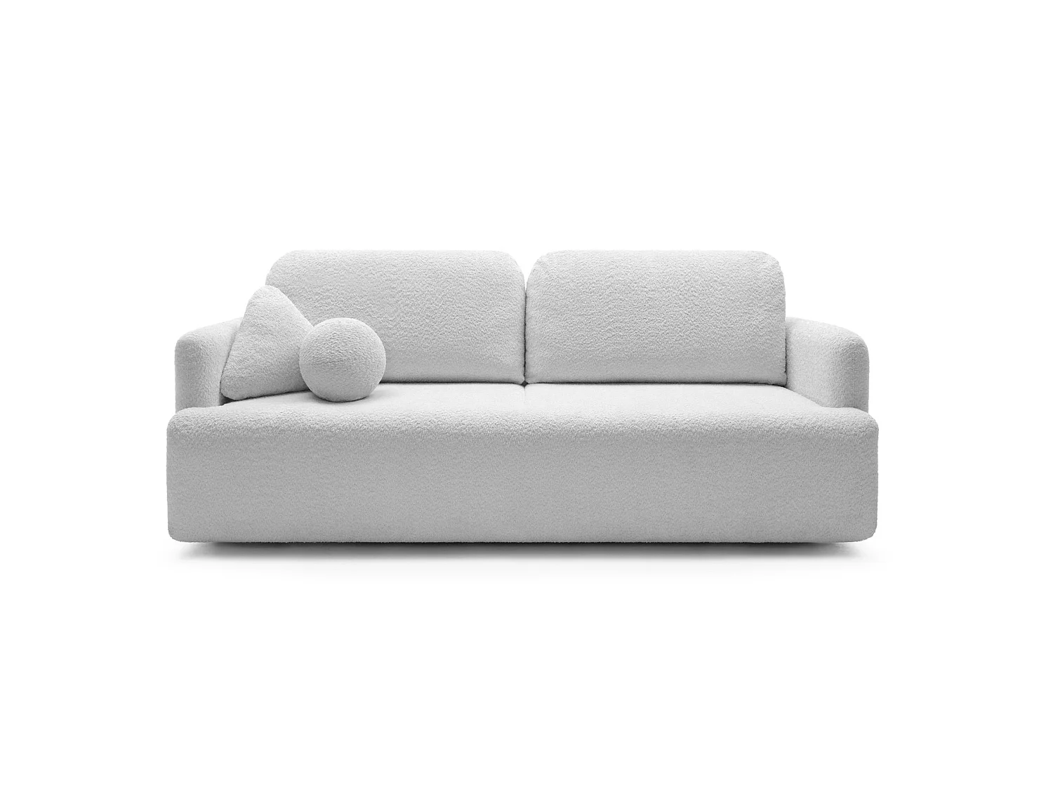 Canapé 3 places convertible avec coffre – Bouclé – Gris clair – LAMBINA