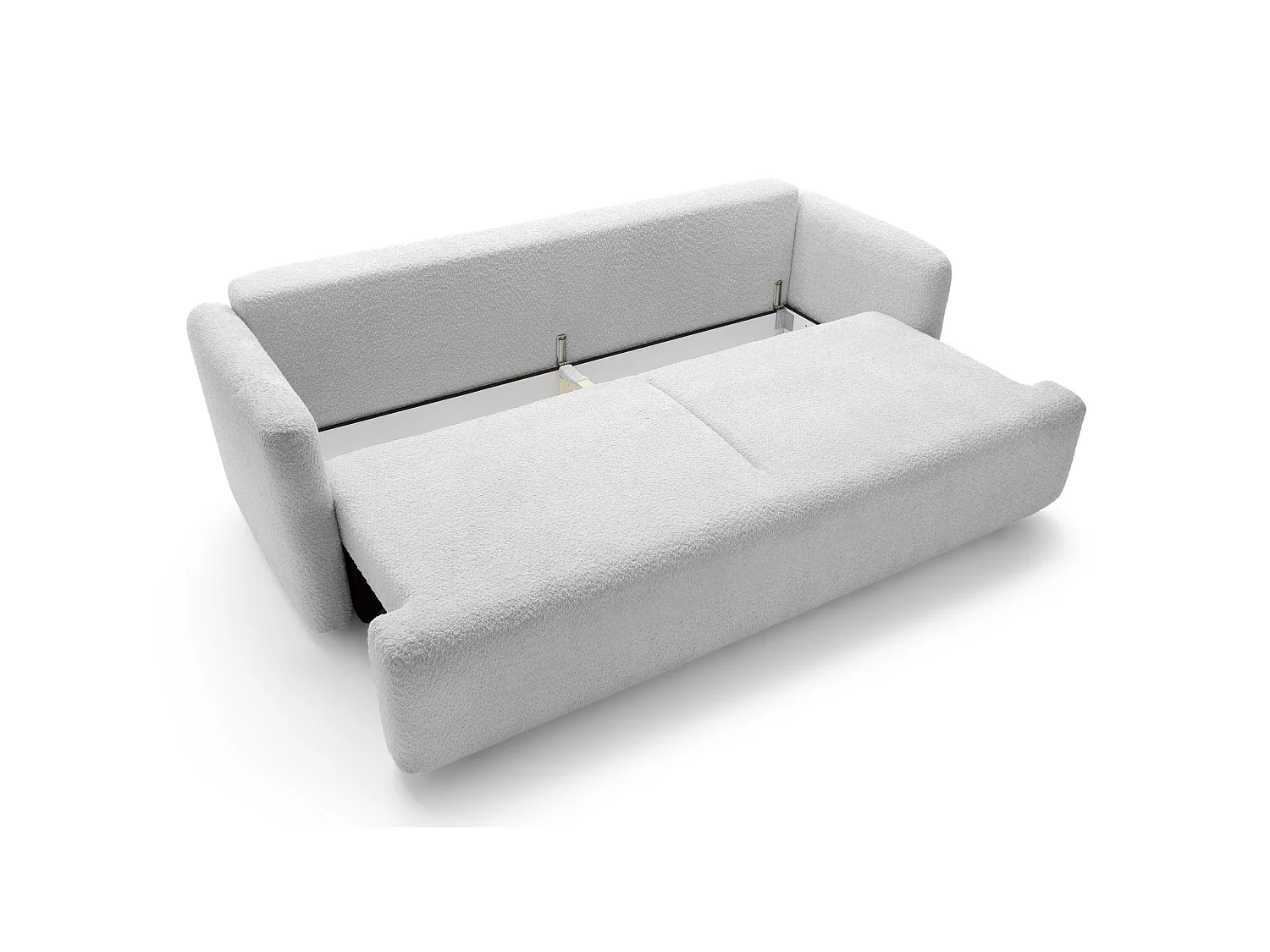 Canapé 3 places convertible avec coffre – Bouclé – Gris clair – LAMBINA
