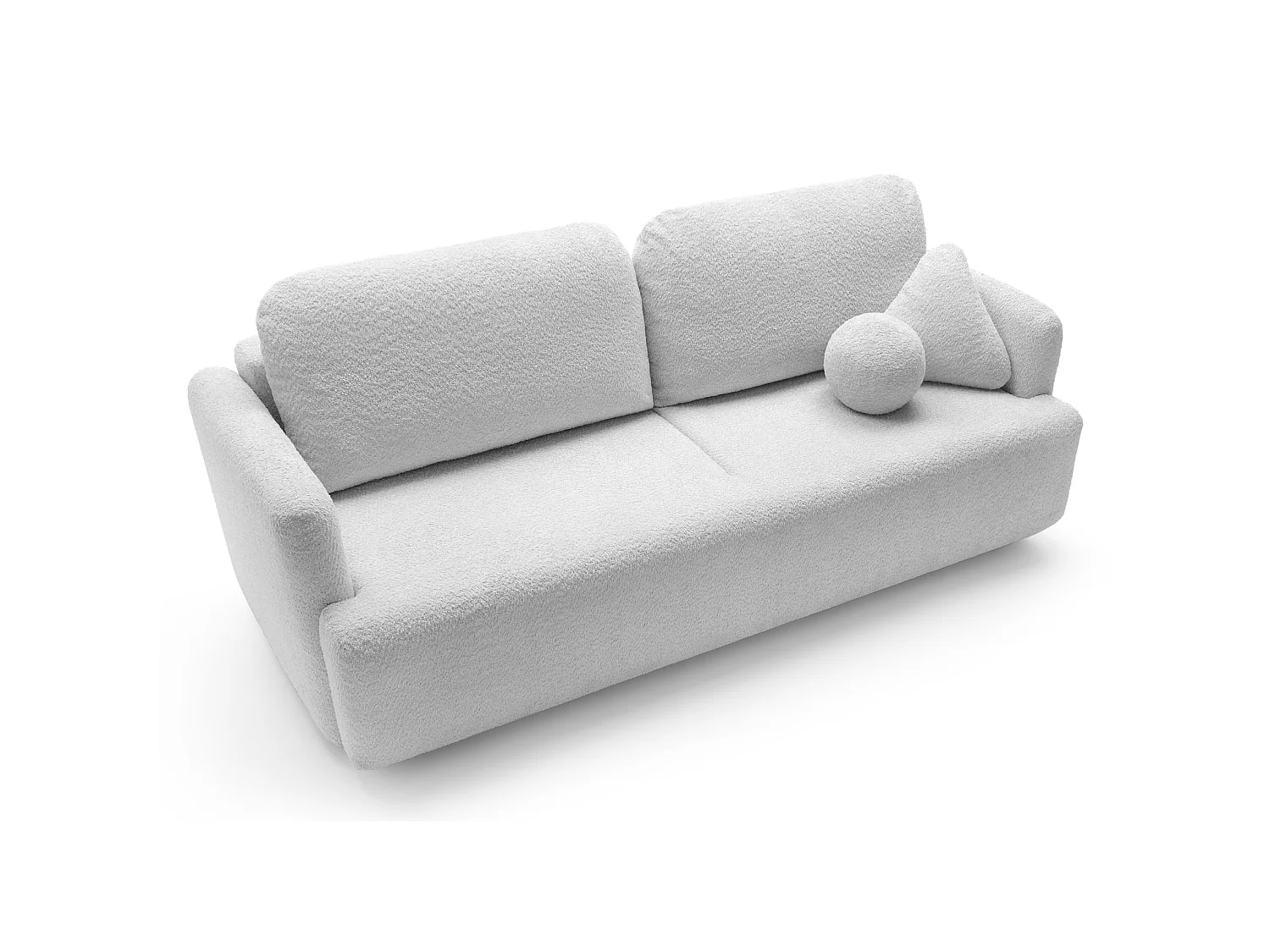 Canapé 3 places convertible avec coffre – Bouclé – Gris clair – LAMBINA