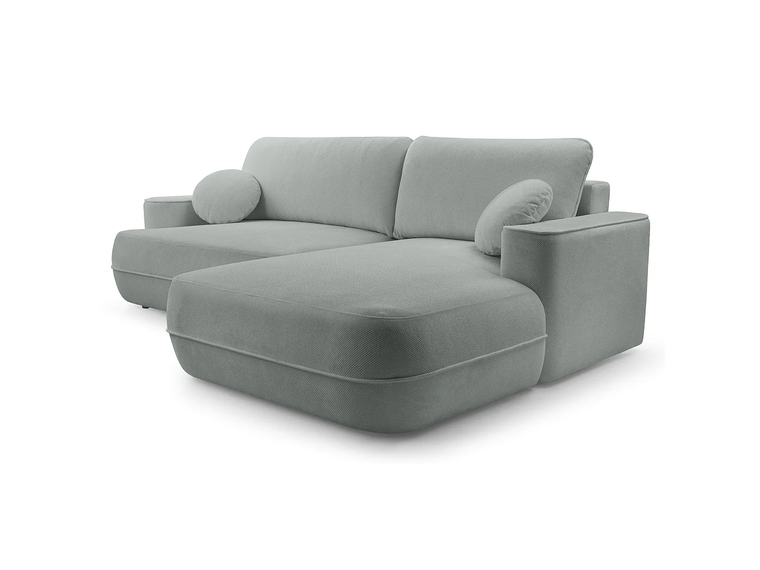 Canapé d'angle convertible – Coffre de rangement – Angle à droite – Beige gris – Tissu structuré déperlant – FUERRO