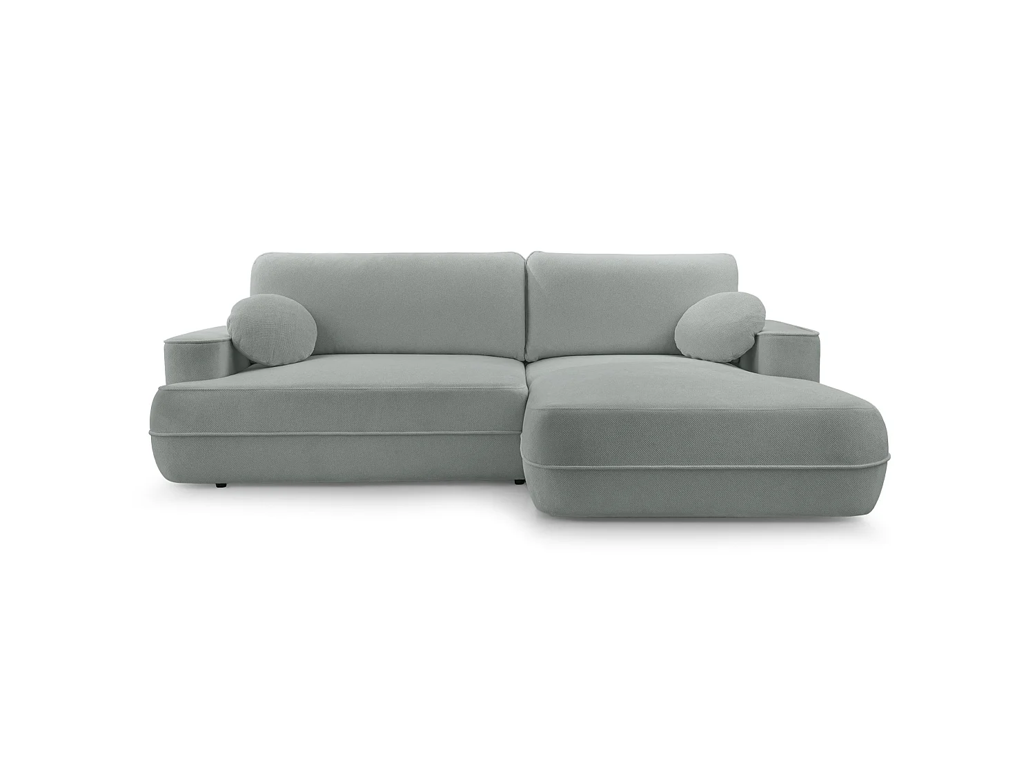 Canapé d'angle convertible – Coffre de rangement – Angle à droite – Beige gris – Tissu structuré déperlant – FUERRO