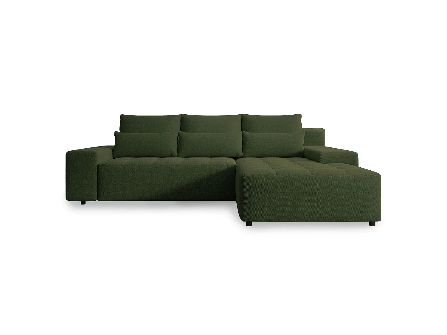 Ecksofa mit Schlaffunktion & Bettkasten – Chenille wasserabweisend – Universal – Olivgrün – NELURO