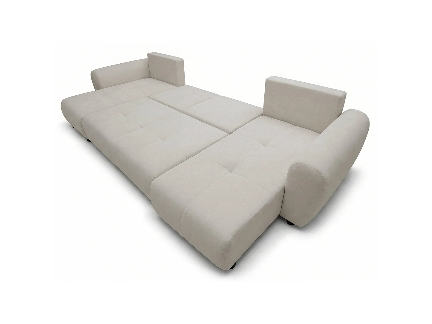 Canapé d'angle convertible – en forme de U – velours gris-beige - OLIDO