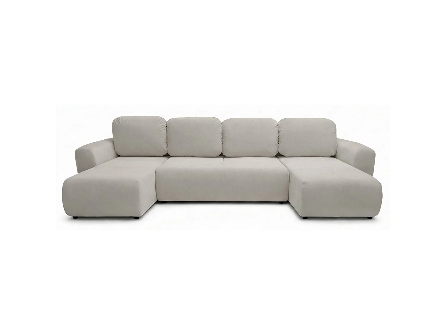 Canapé d'angle convertible – en forme de U – velours gris-beige - OLIDO