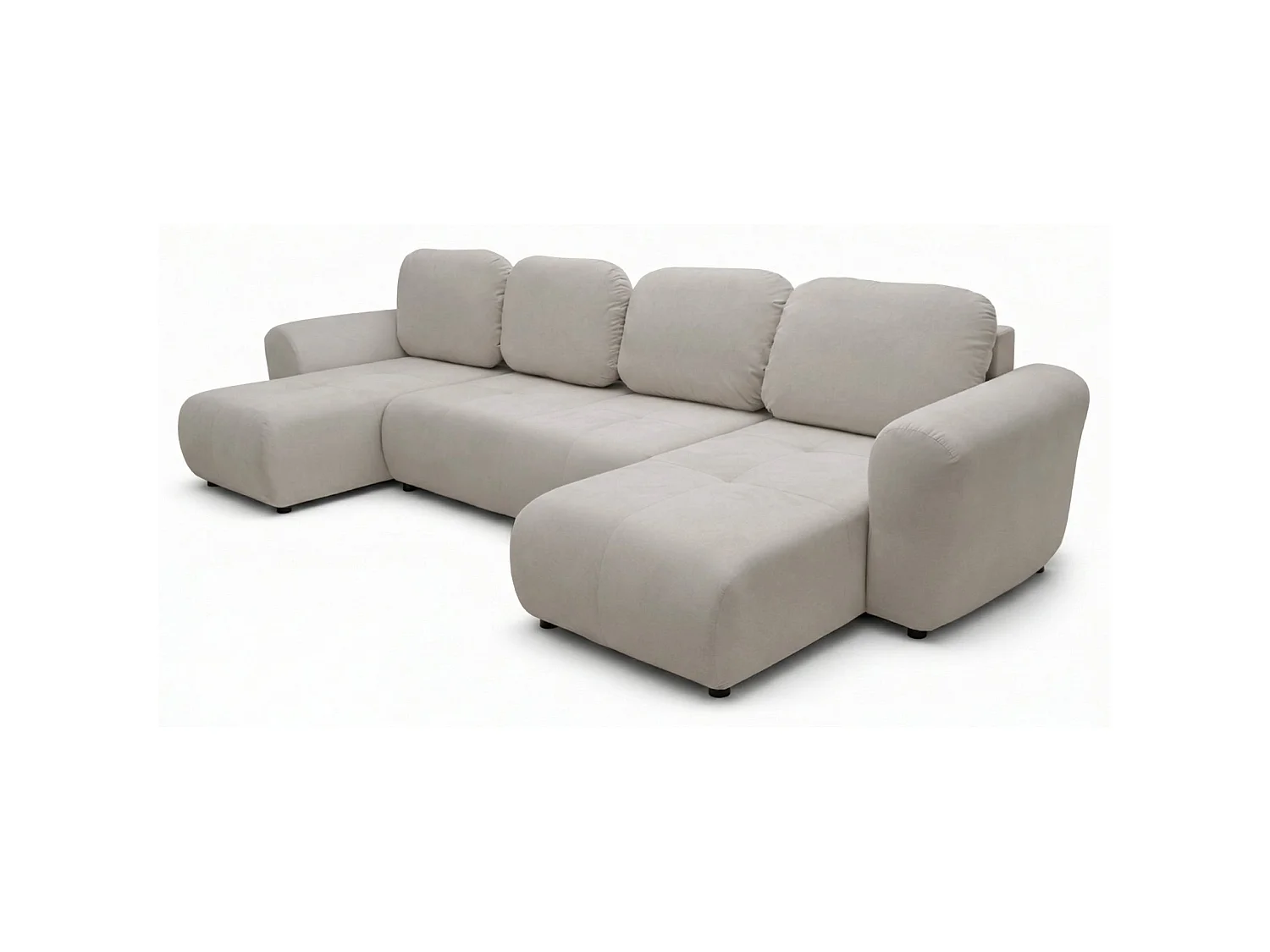 Canapé d'angle convertible – en forme de U – velours gris-beige - OLIDO
