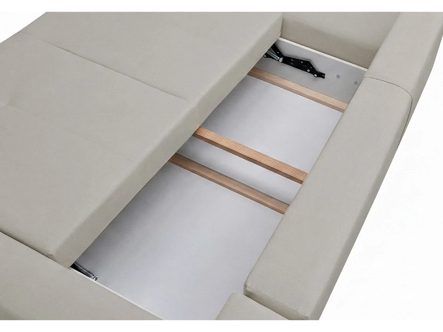 Canapé d'angle convertible – en forme de U – velours gris-beige - OLIDO