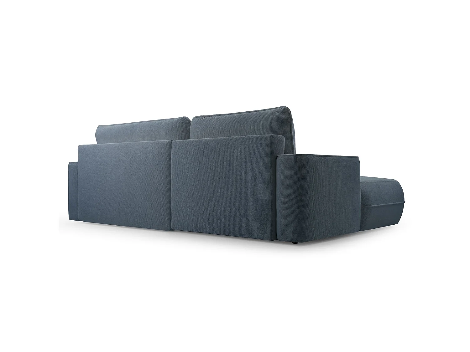 Ecksofa mit Schlaffunktion – Bettkasten – Ottomane rechts – Strukturstoff wasserabweisend – Hellblau – FUERRO