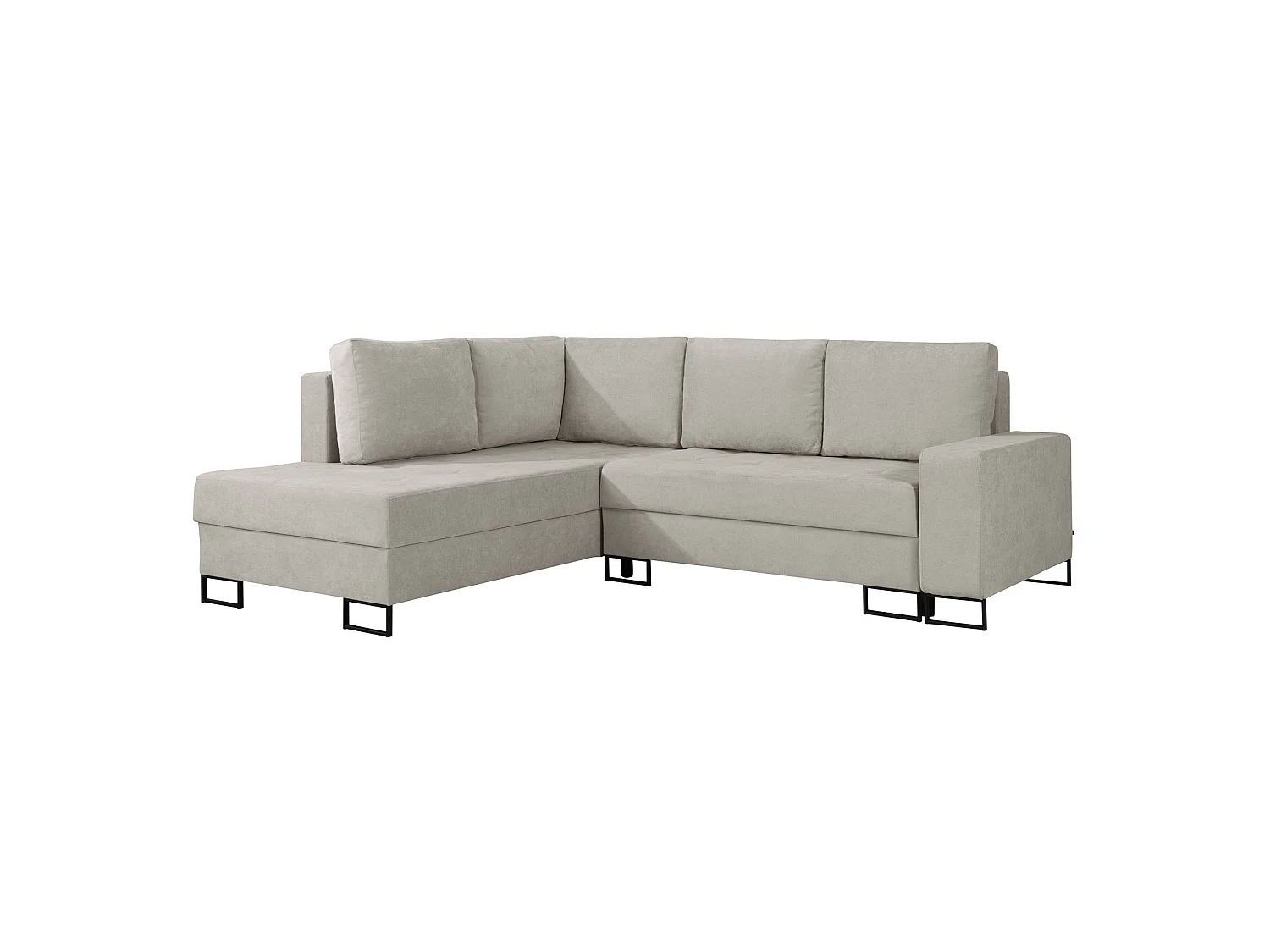 Ecksofa mit Schlaffunktion & Bettkasten – Chenille – Ottomane links – Hellbeige – LARELLE