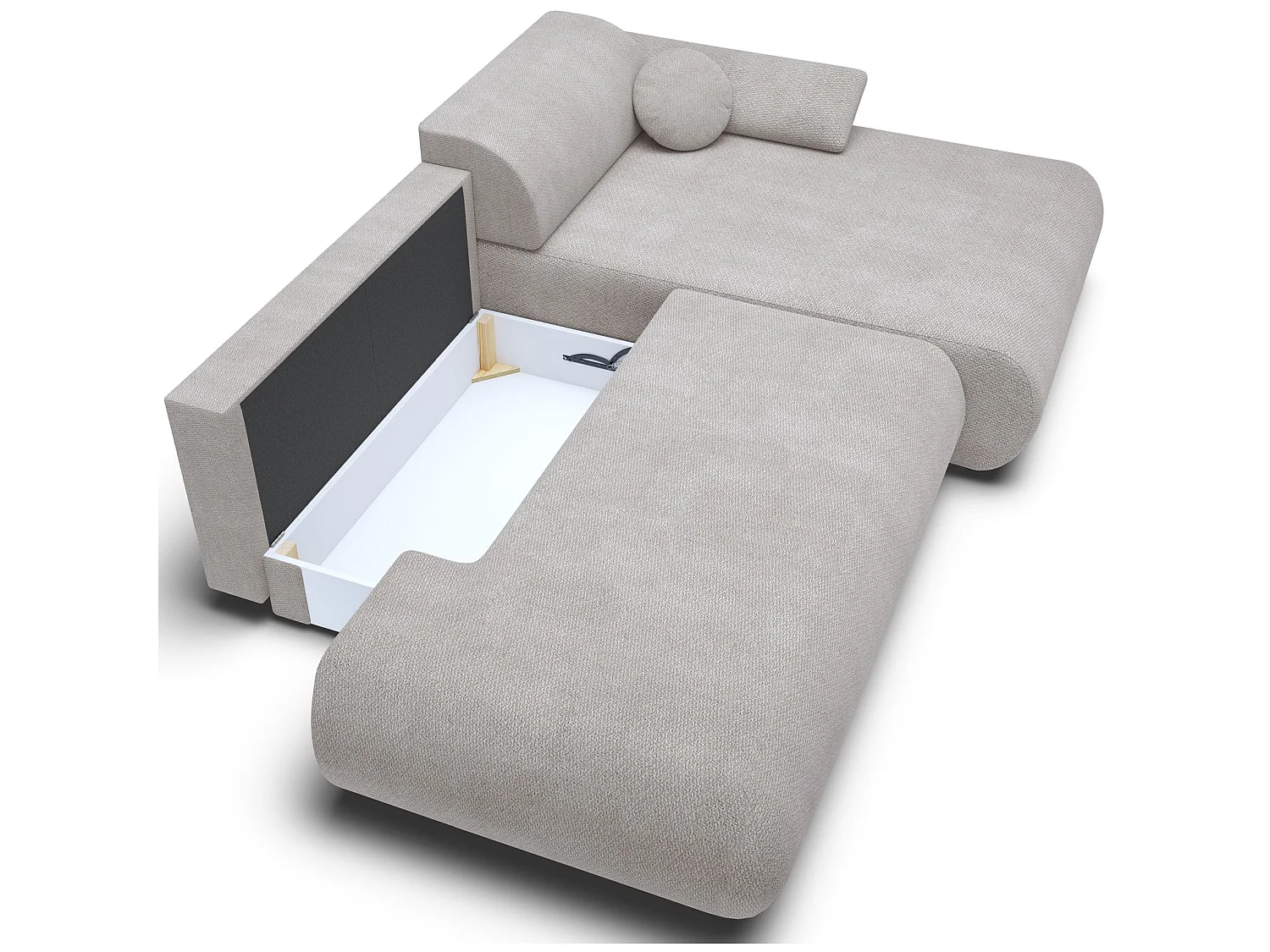 Canapé d'angle convertible – Chenille – angle à droite – Gris clair – ARMONE