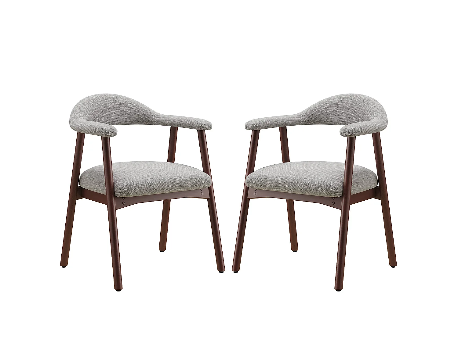 2er-Set moderne Esszimmerstühle im skandinavischen Stil, bequeme gepolsterte Sitzfläche, Beine aus Massivholz, ergonomische umschließende Rückenlehne, Grau