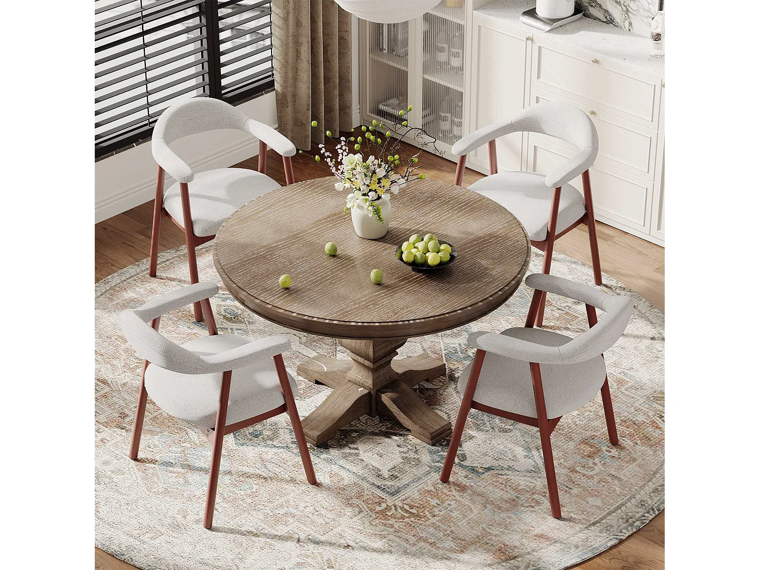 2er-Set moderne Esszimmerstühle im skandinavischen Stil, bequeme gepolsterte Sitzfläche, Beine aus Massivholz, ergonomische umschließende Rückenlehne, Grau