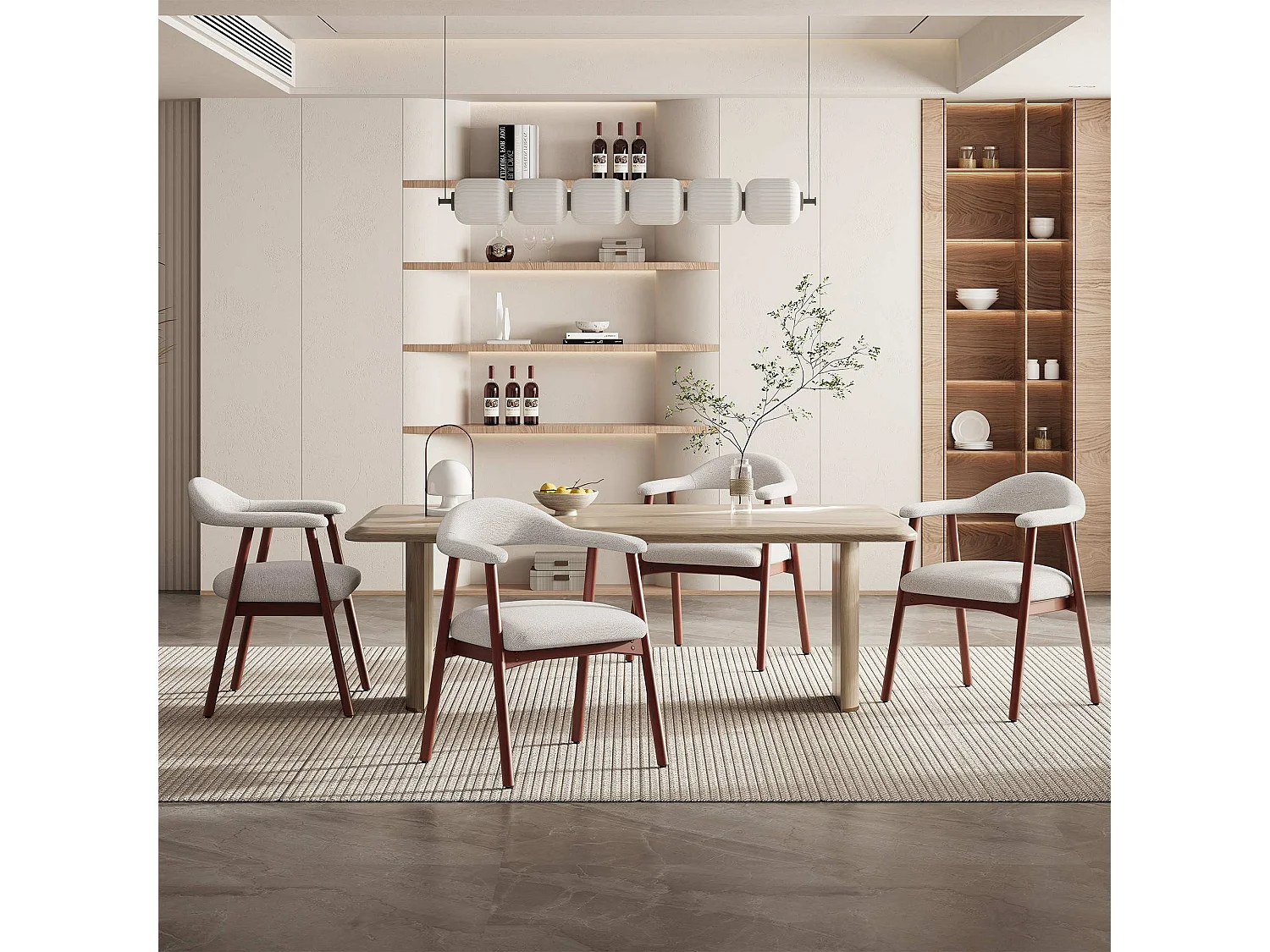 2er-Set moderne Esszimmerstühle im skandinavischen Stil, bequeme gepolsterte Sitzfläche, Beine aus Massivholz, ergonomische umschließende Rückenlehne, Grau