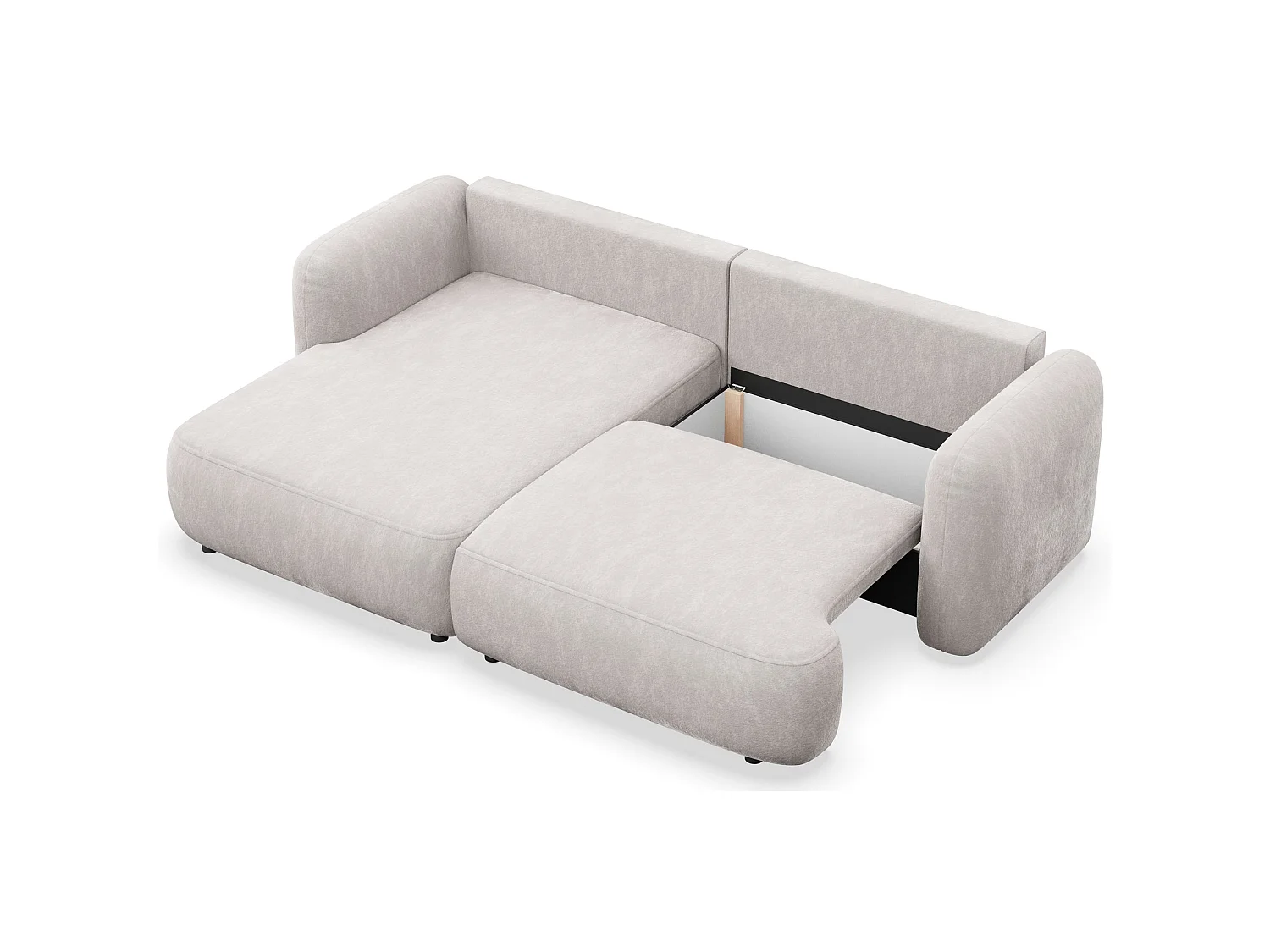 Canapé d'angle convertible – Angle à gauche – chenille gris-beige – TVOYA