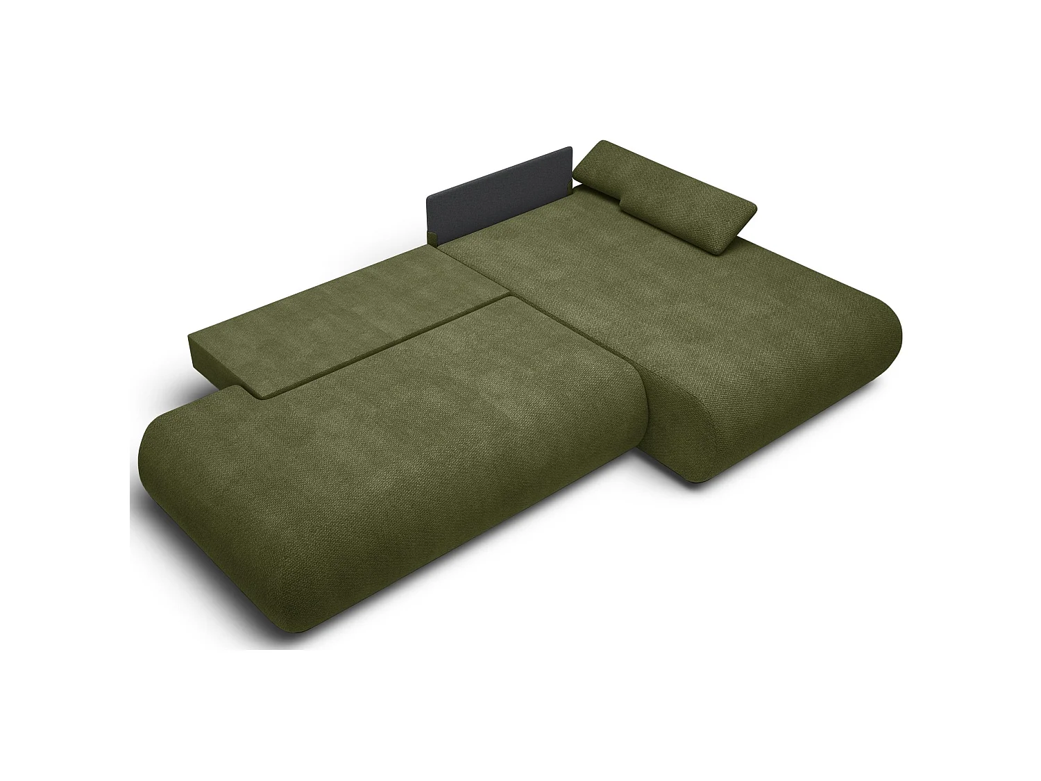 Canapé d'angle convertible – Chenille – angle à droite – Vert olive – ARMONE