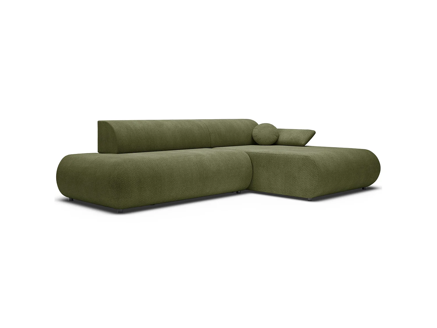 Canapé d'angle convertible – Chenille – angle à droite – Vert olive – ARMONE
