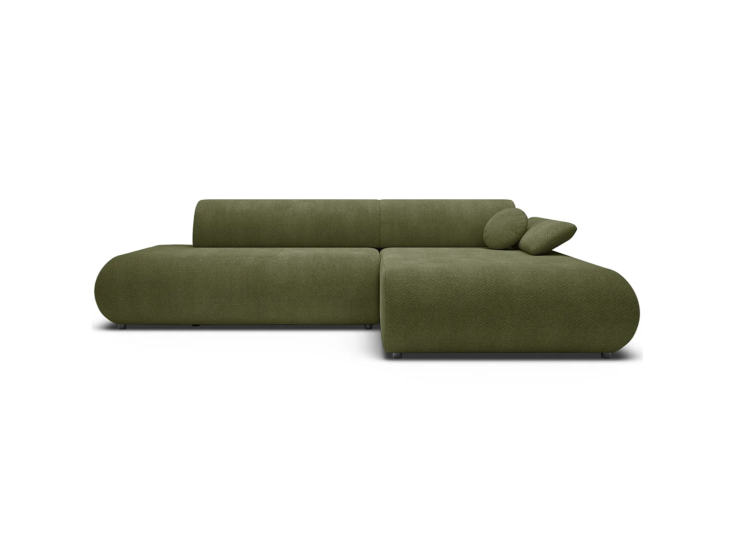 Canapé d'angle convertible – Chenille – angle à droite – Vert olive – ARMONE