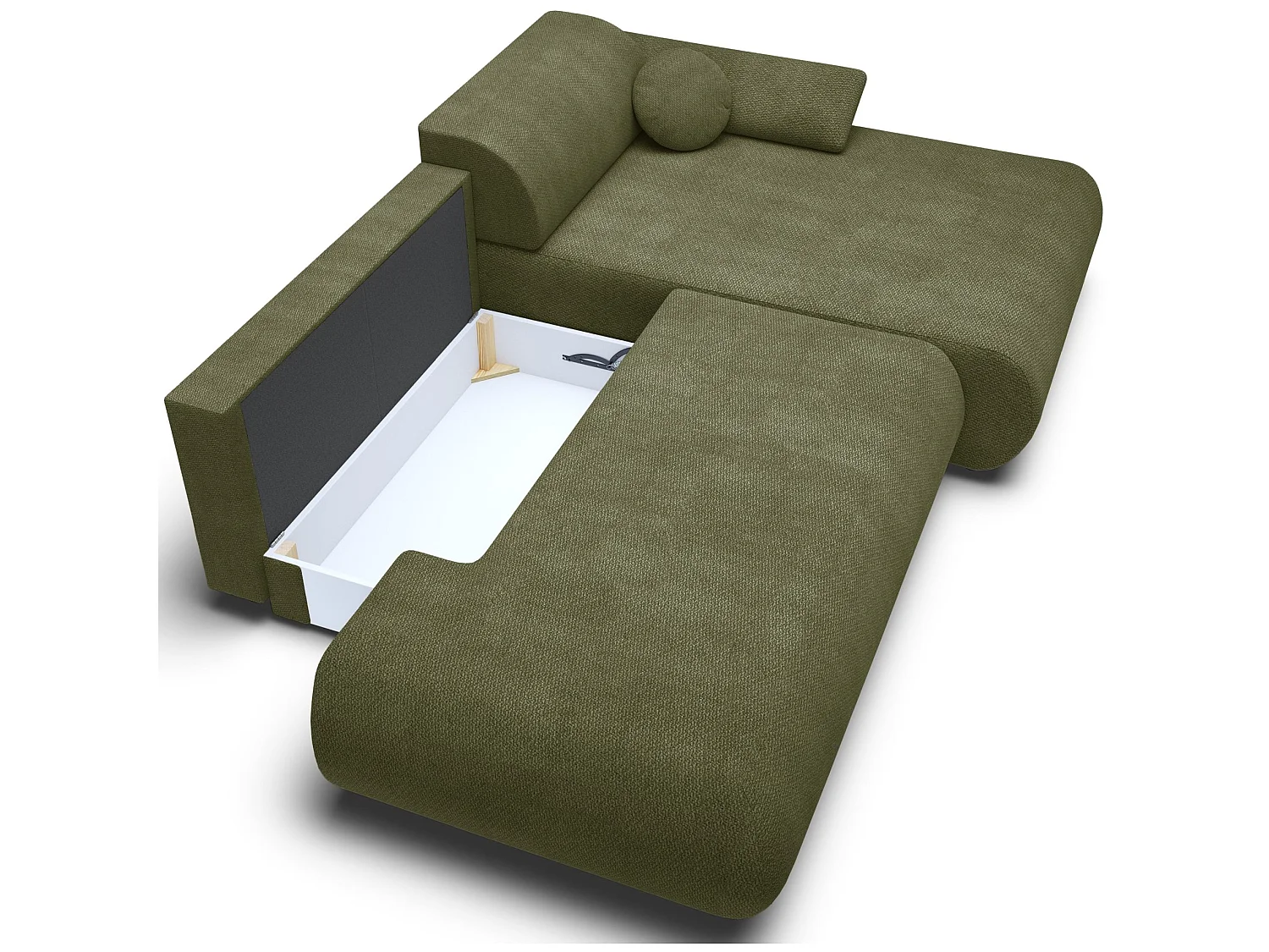 Canapé d'angle convertible – Chenille – angle à droite – Vert olive – ARMONE