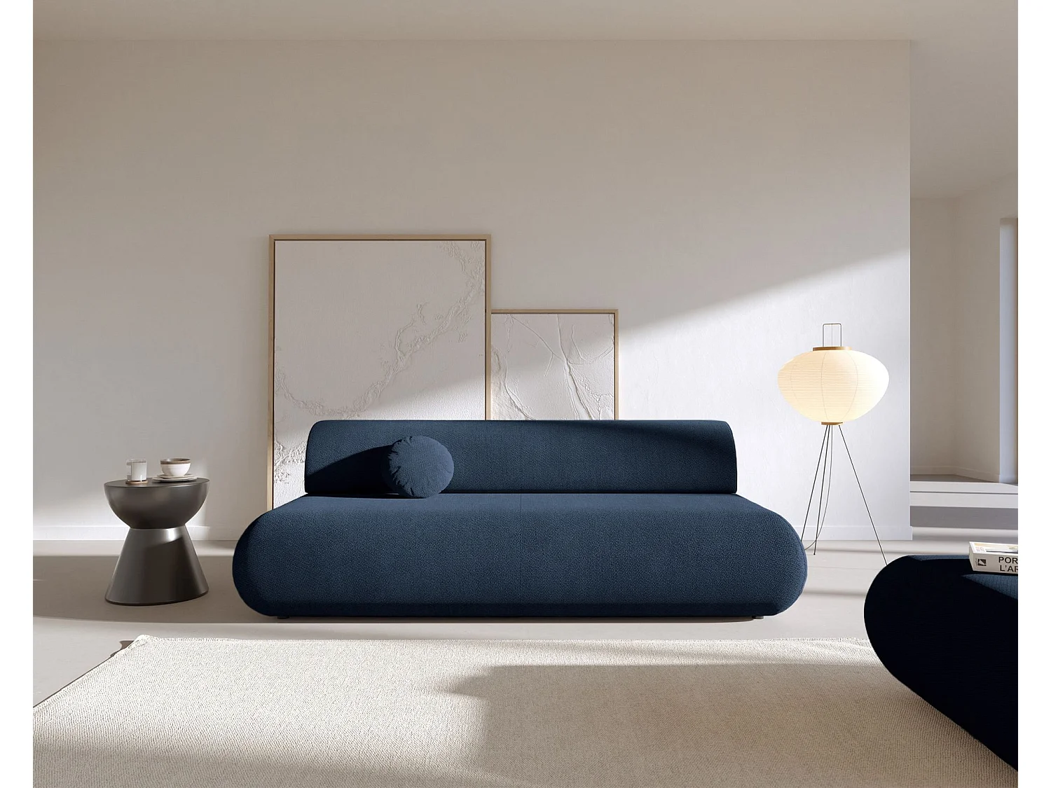 3-Sitzer Sofa mit Schlaffunktion – Chenille – Dunkelblau – ARMONE
