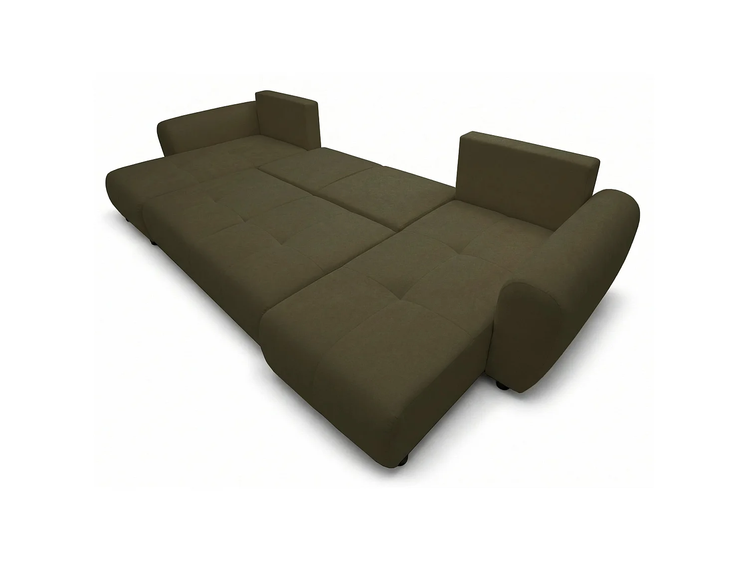 Canapé d'angle convertible – en forme de U – velours olive- OLIDO
