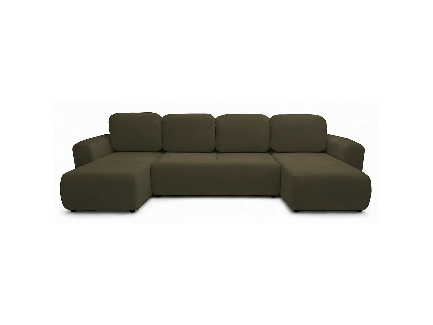 Canapé d'angle convertible – en forme de U – velours olive- OLIDO