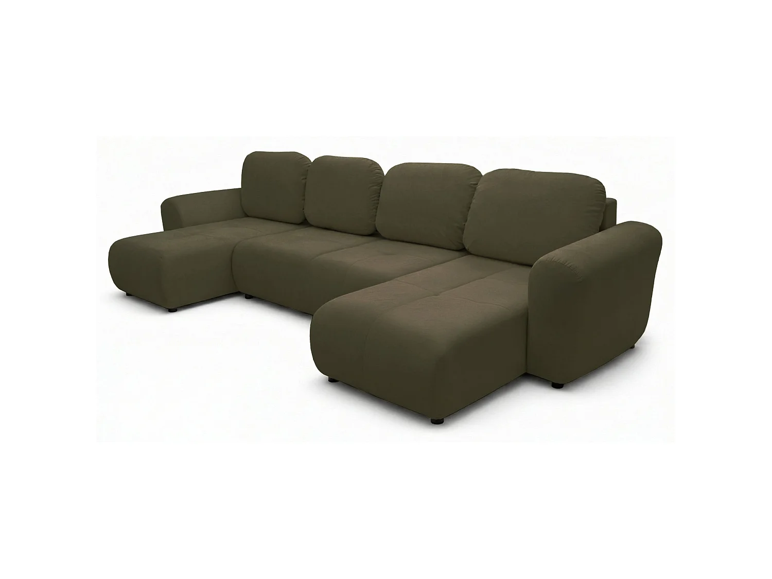 Canapé d'angle convertible – en forme de U – velours olive- OLIDO