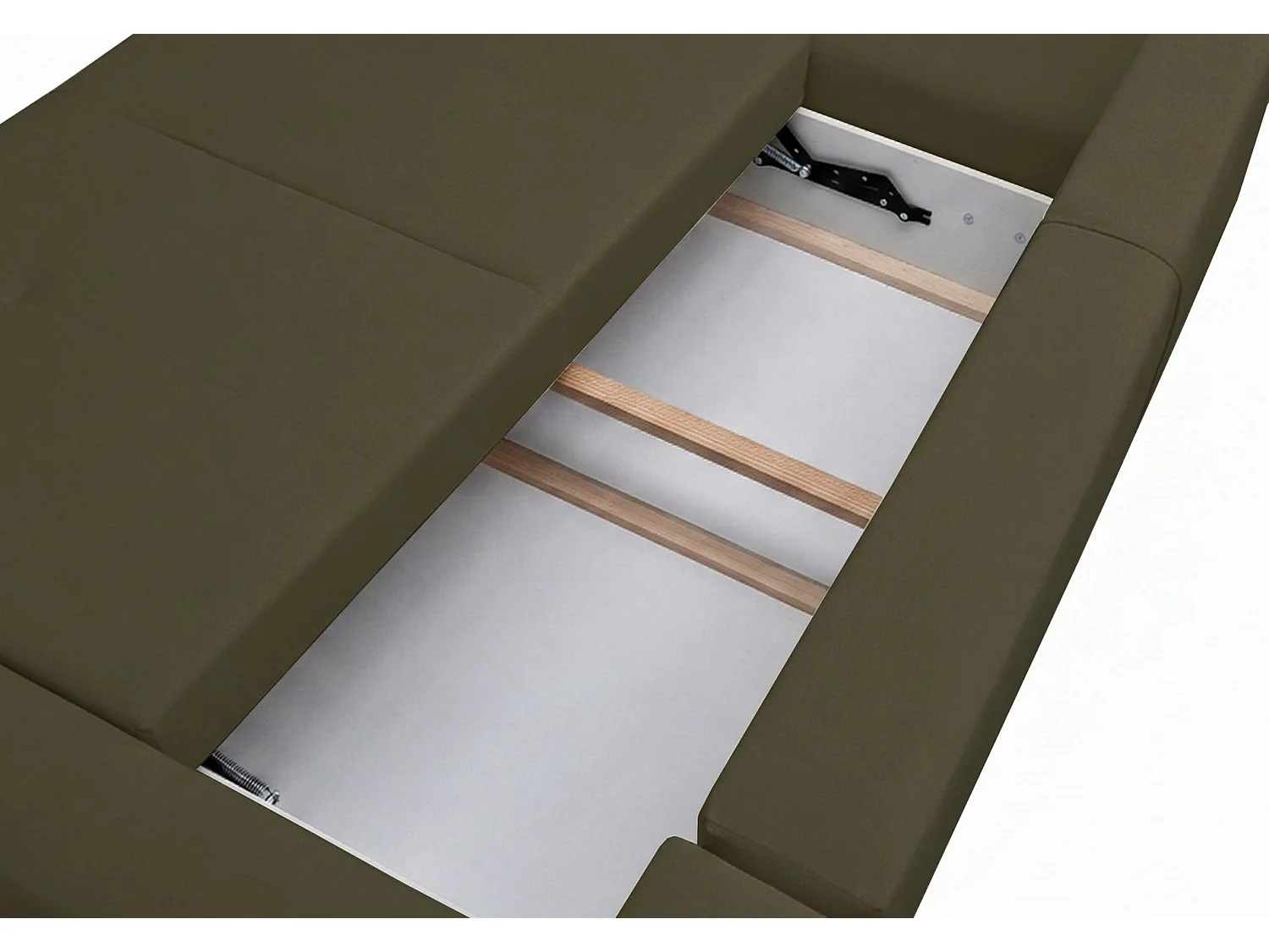 Canapé d'angle convertible – en forme de U – velours olive- OLIDO