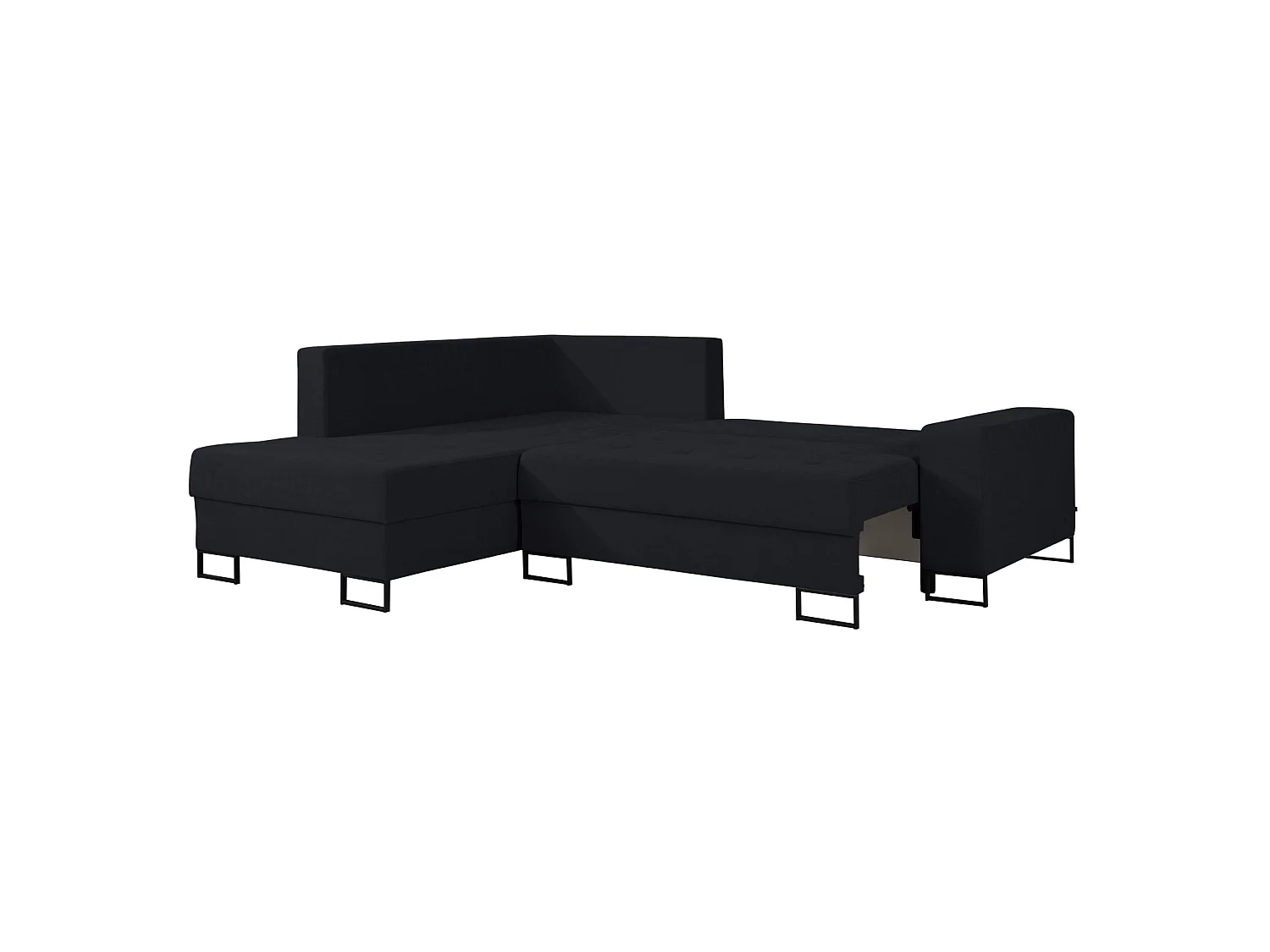 Ecksofa mit Schlaffunktion & Bettkasten – Chenille – Ottomane links – Graphit – LARELLE