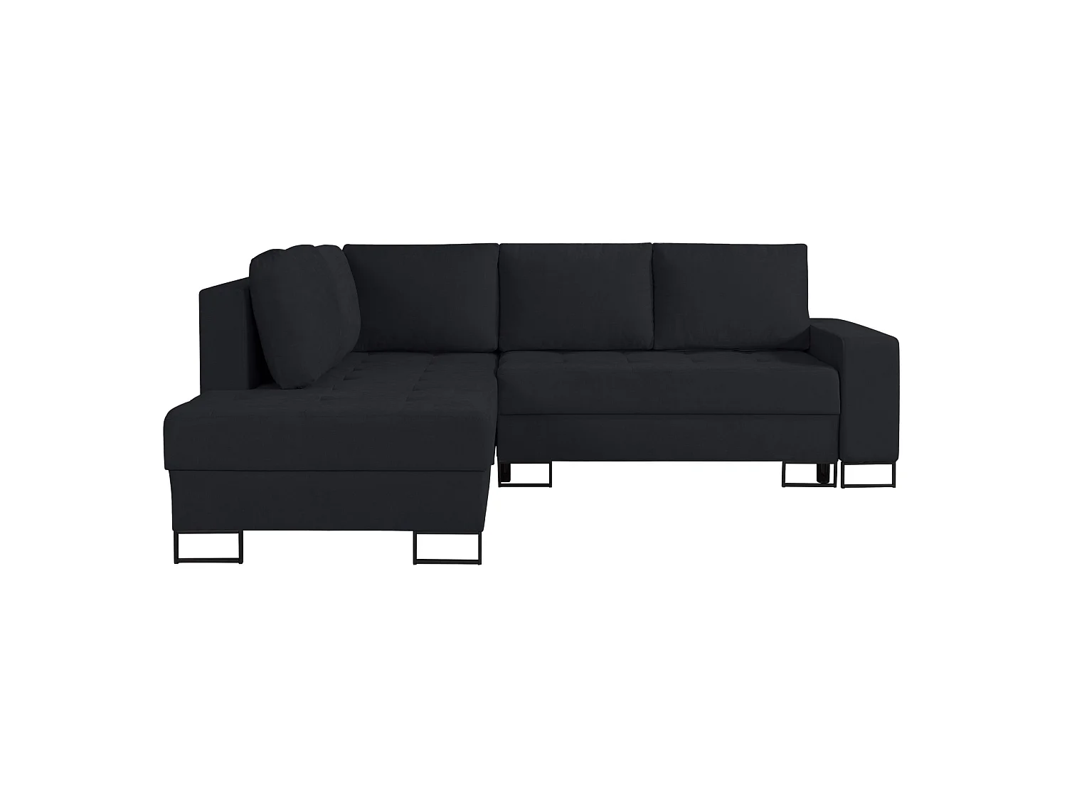 Ecksofa mit Schlaffunktion & Bettkasten – Chenille – Ottomane links – Graphit – LARELLE