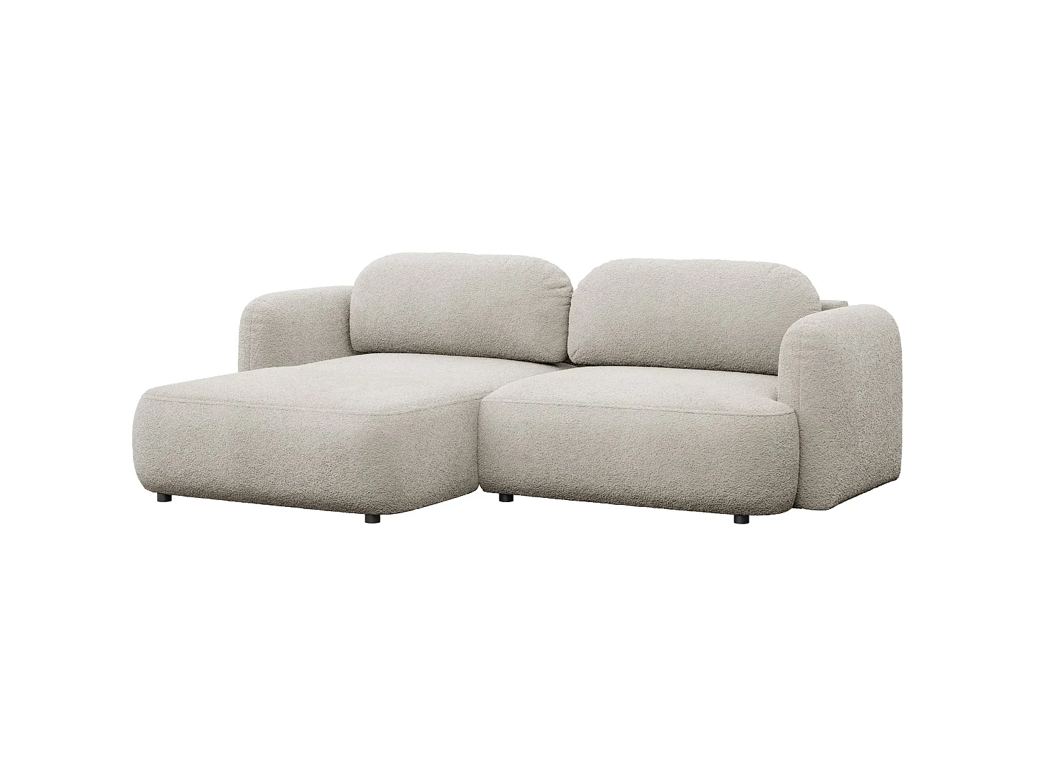 Ecksofa mit Schlaffunktion – Ottomane links – Bouclé Hellbeige – TVOYA