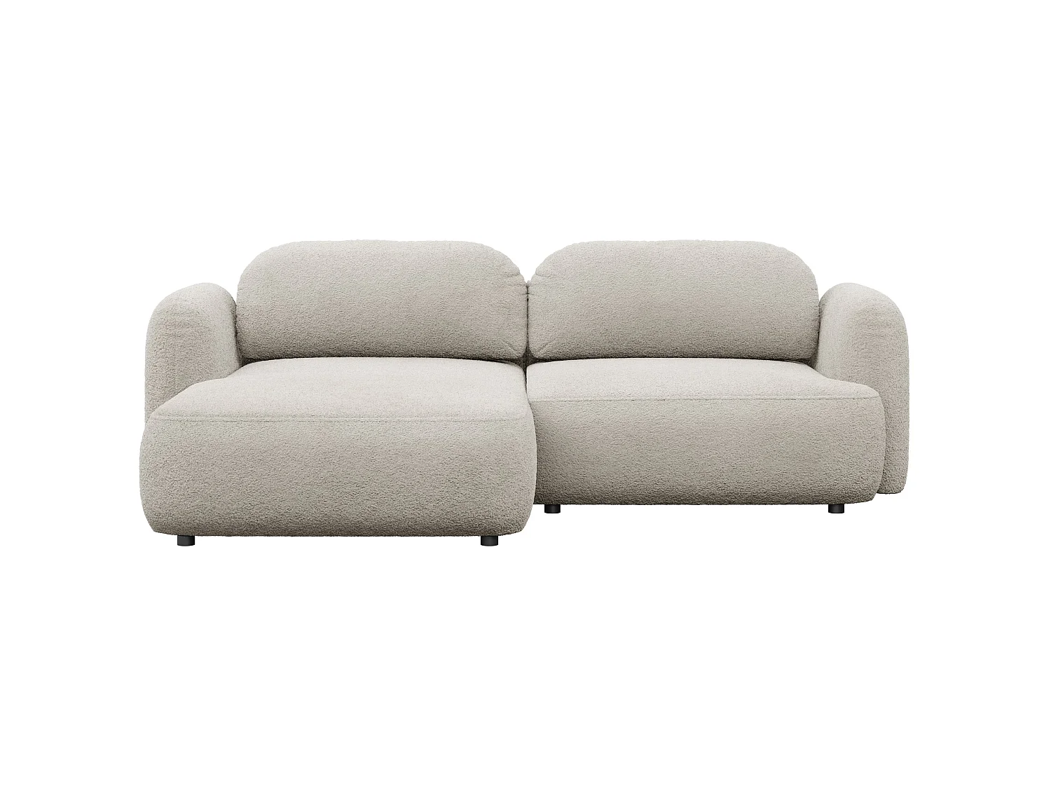Ecksofa mit Schlaffunktion – Ottomane links – Bouclé Hellbeige – TVOYA