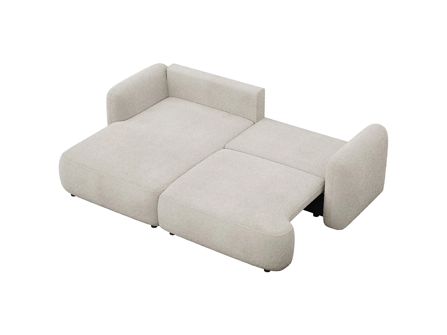Ecksofa mit Schlaffunktion – Ottomane links – Bouclé Hellbeige – TVOYA