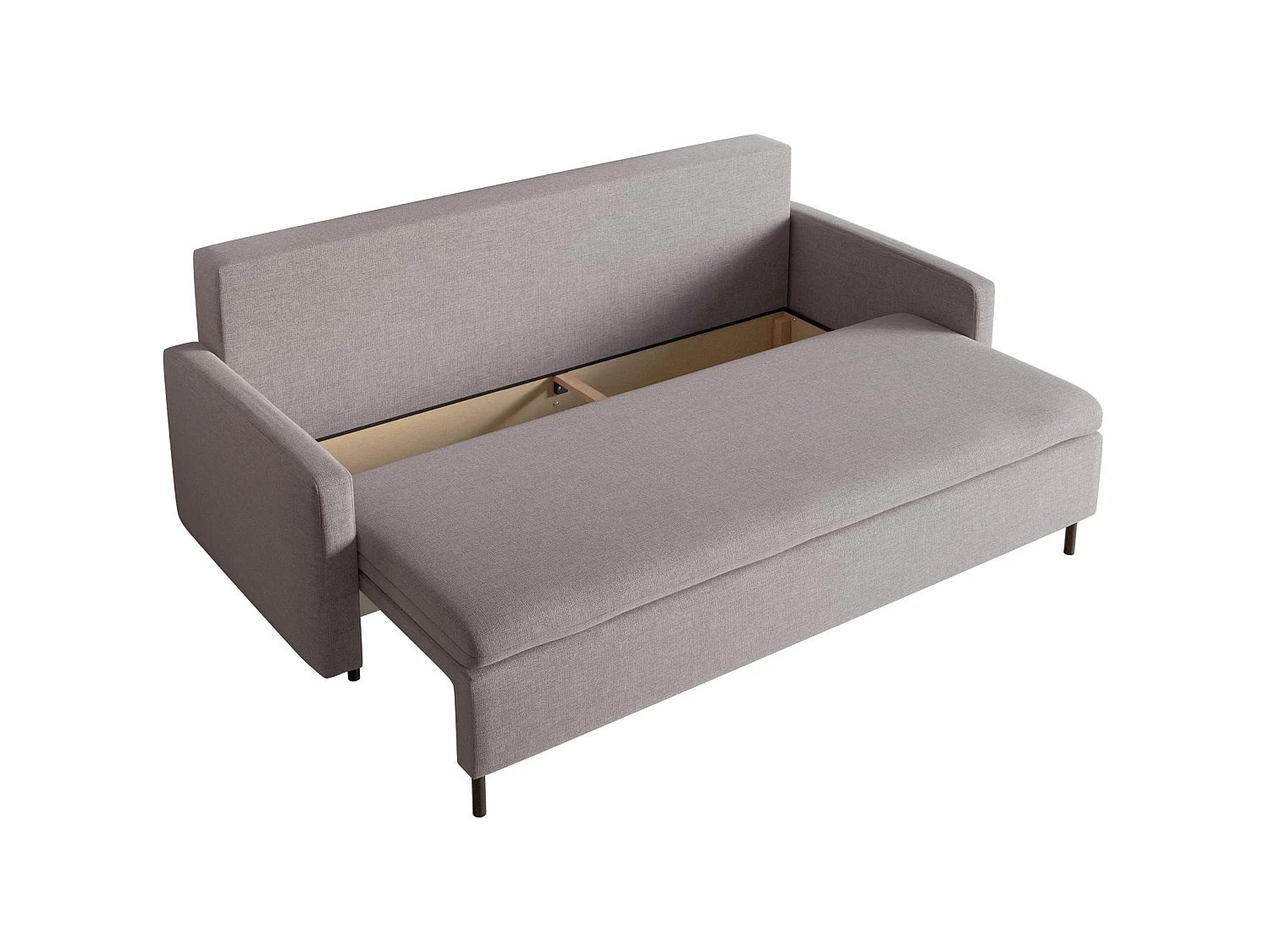 Canapé convertible 3 places avec coffre en tissu chenille gris UMPRO